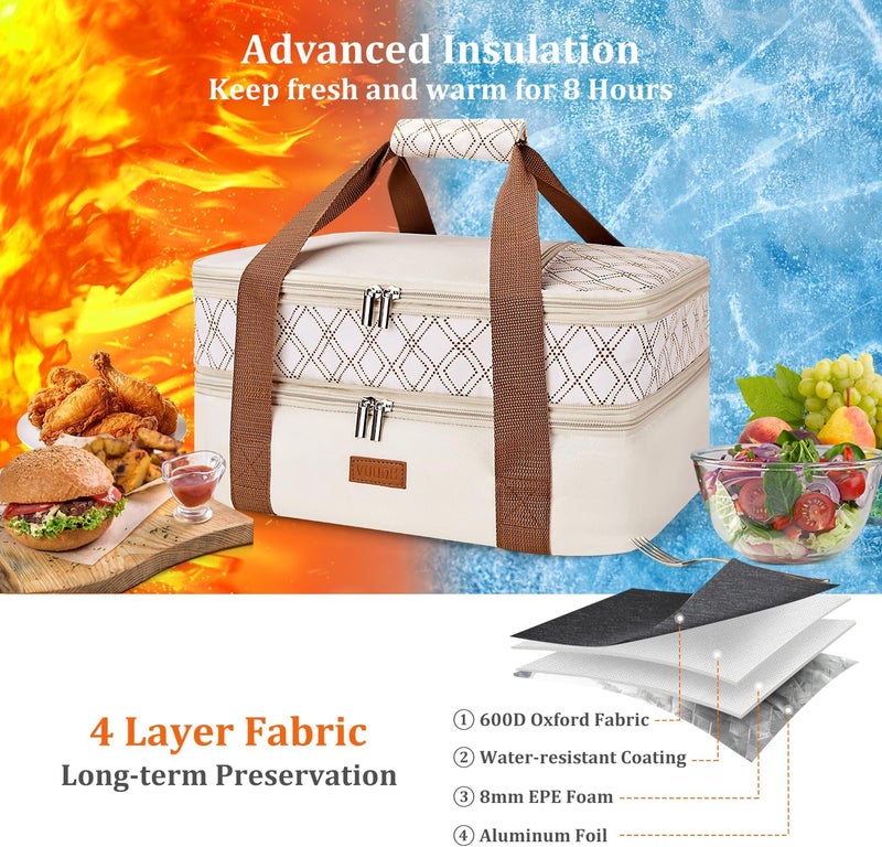 Vuudh Expandable Casserole Carrier Bag - Double Decker Food Bag, Insulated Casserole Carrier for Hot or Cold Food, Lasagna Holder Tote for Picnics,Beaches,Traveling or Gifts - Image 2
